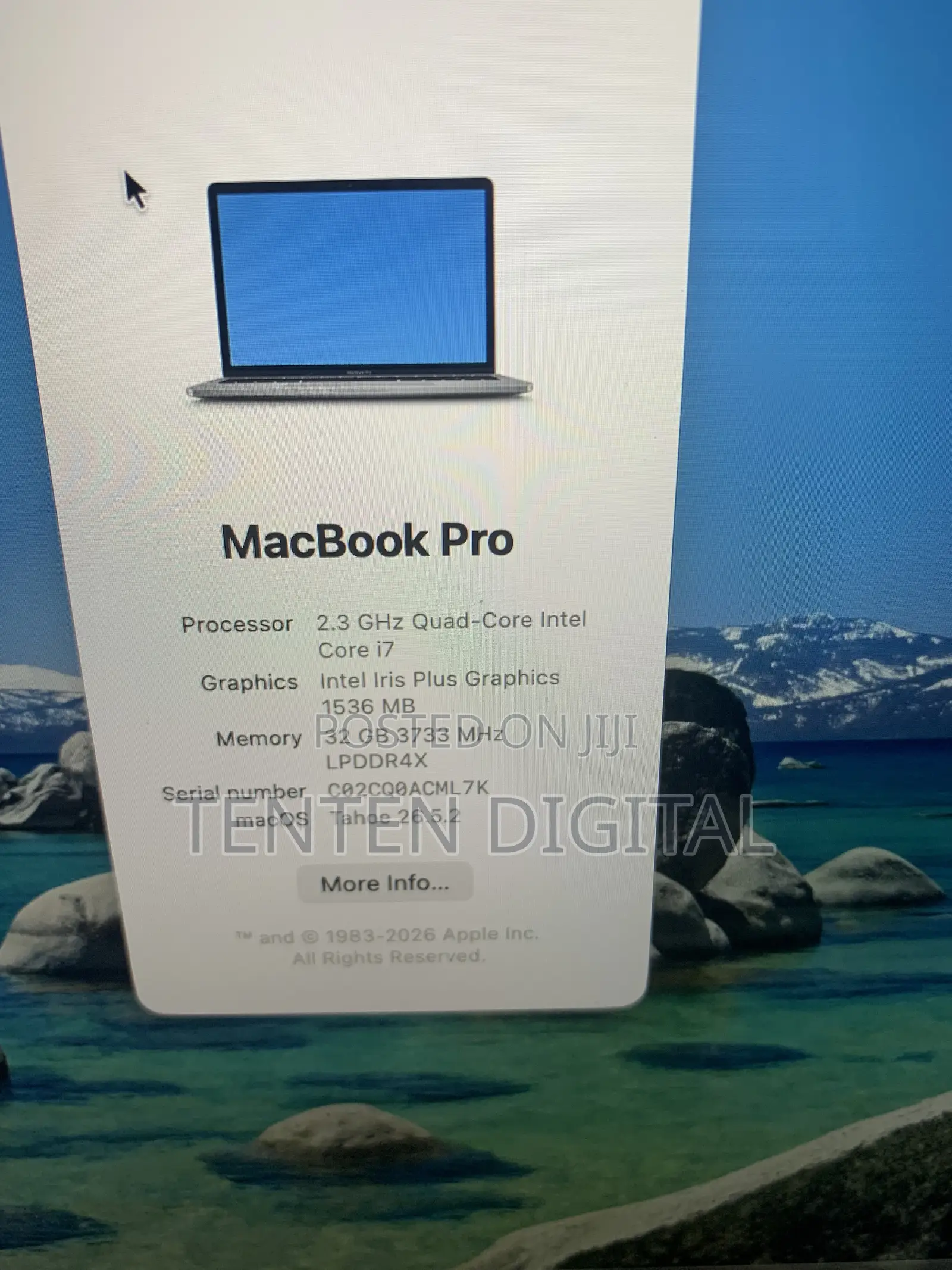 Laptop Apple MacBook Pro 2020 32GB Intel Core i7 SSD 2T