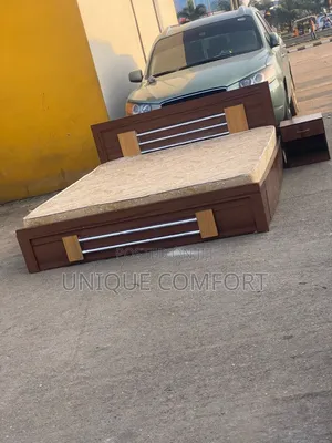 6 by 6 Top Quality Sturdy Bedframe With Mattress and Side Drawer