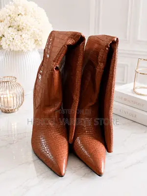 Luxury Animal-Print Leather Knee-High Boots