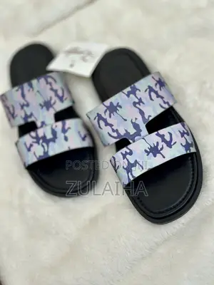 Mens Camouflage Blue Handmade Slide