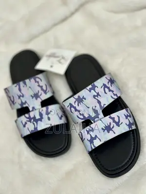 Mens Camouflage Blue Handmade Slide