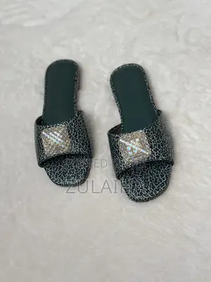 Ladies Green Cracked Hand Made Slide