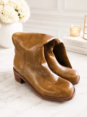 Leather Knee-High Boots - Comfortable Block Heels