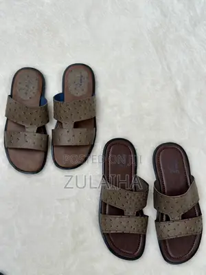 Brown Leather Hamdmade Slide for Men
