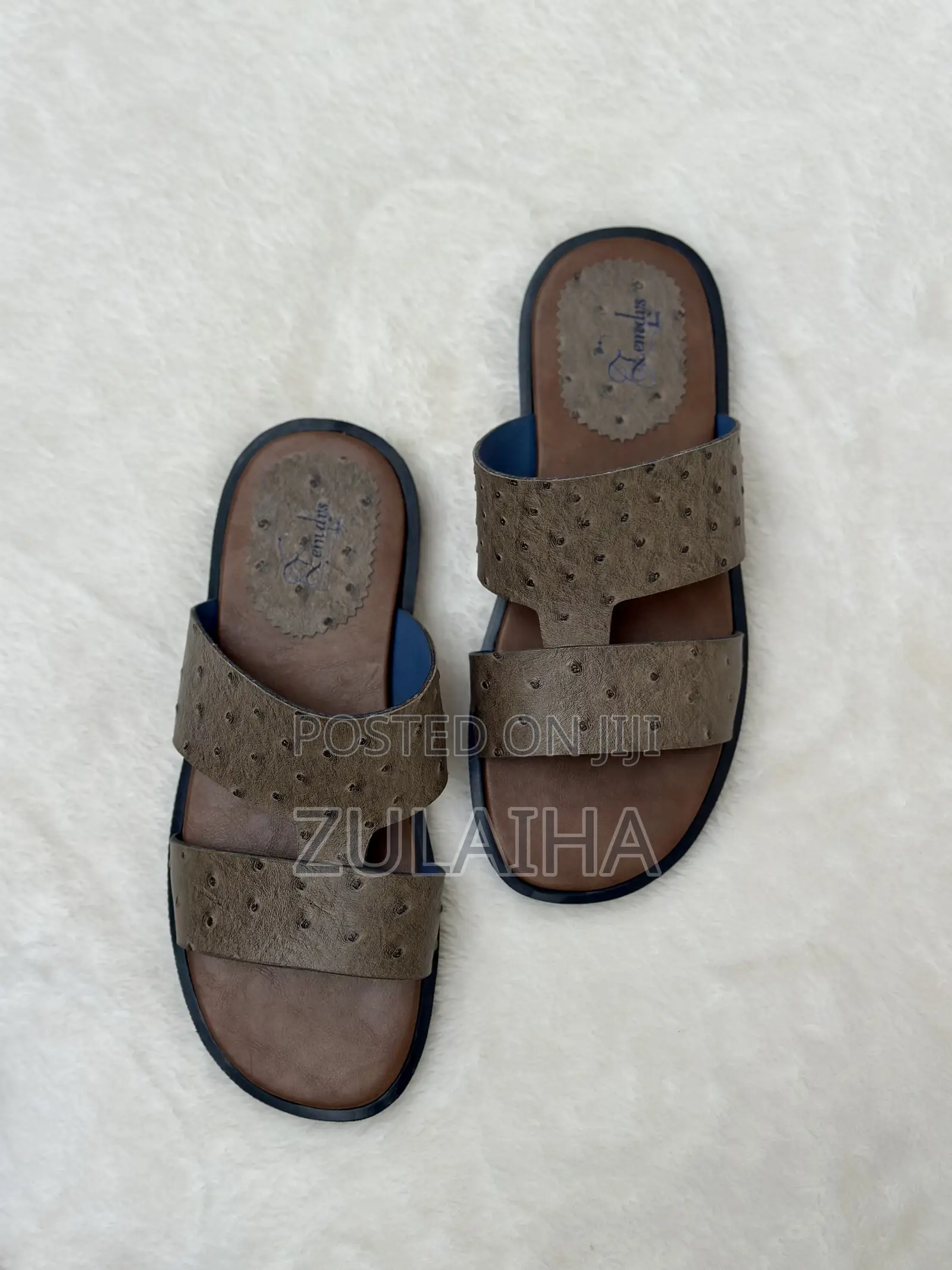 Brown Leather Hamdmade Slide for Men
