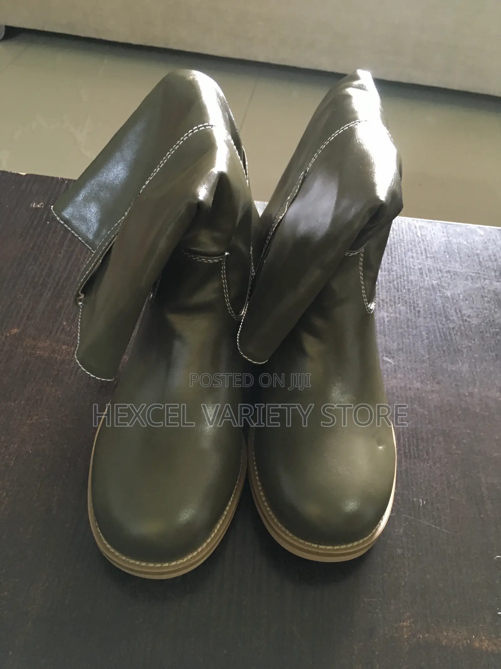 Leather Knee-High Boots - Comfortable Block Heels