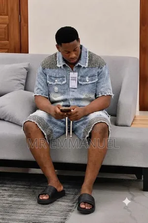 Men’s Premium Denim Shirt Shorts Co-Ord Set