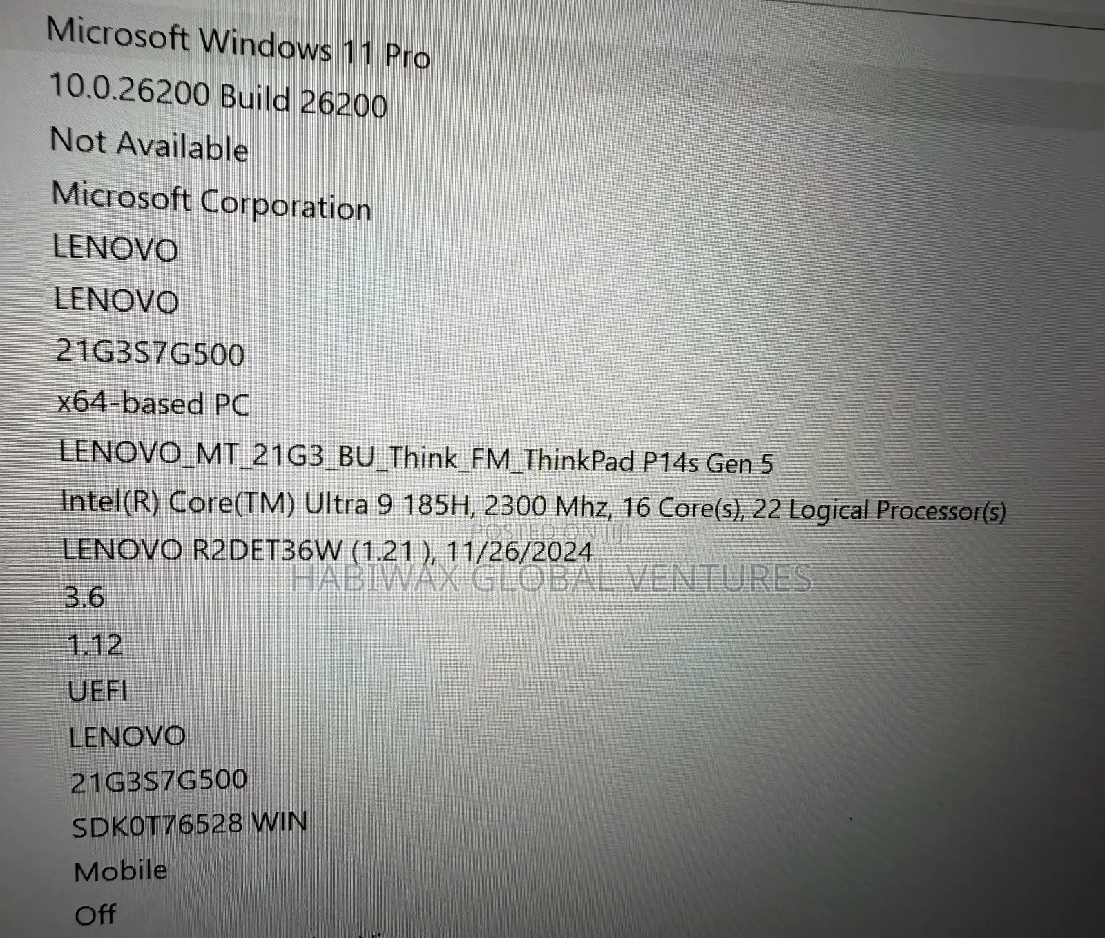 Laptop Lenovo ThinkPad P14s 16GB Intel Core Ultra 9 SSD 512GB