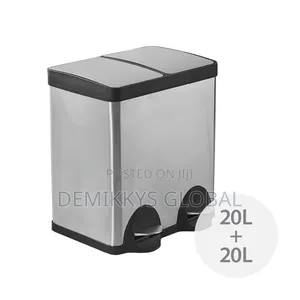 2 in 1 Stainless Steel Dustbin- 40L