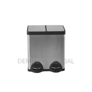 2 in 1 Stainless Steel Dustbin- 40L