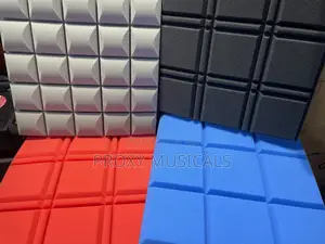 Acoustic Foam Studio Sound Proof Wall Panels in Red, Blue, Black &Grey