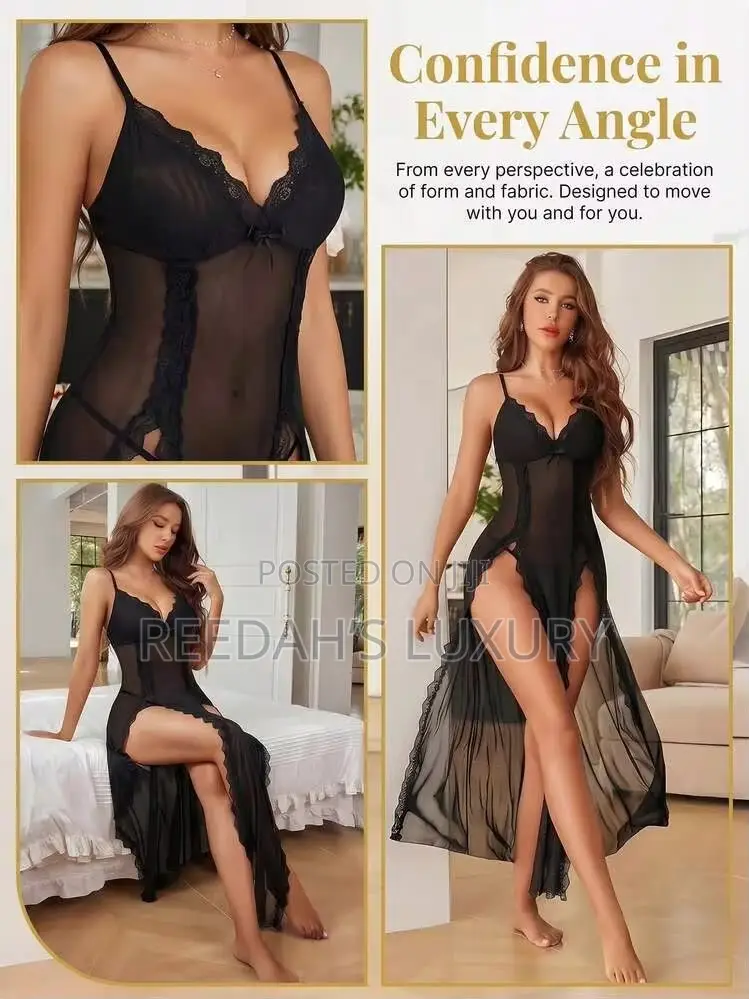 Feather Trim Robe Slip Set