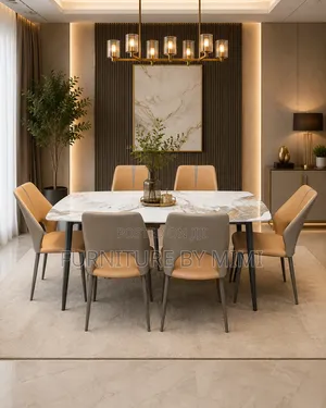 Luxury Modern 6-Seater Marble Dining Table Set (Brand New)