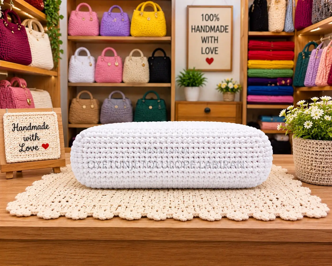 Simple White Knitted Zip Clutch Purse