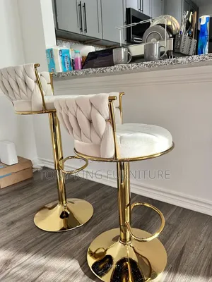 Modern Pedestal Bar Set With a Round White Faux-Marble Top Table
