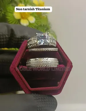 Silver/Gold Color Double Stoned Titanium Steel Rings