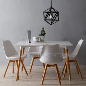 Imported Wooden Dining Table Set With 4-White Full Padded Chair