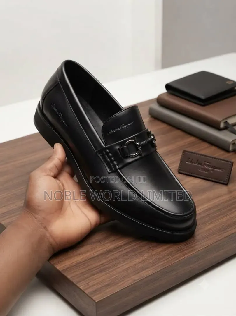 Black/Brown Solid Leather Shoes TEST