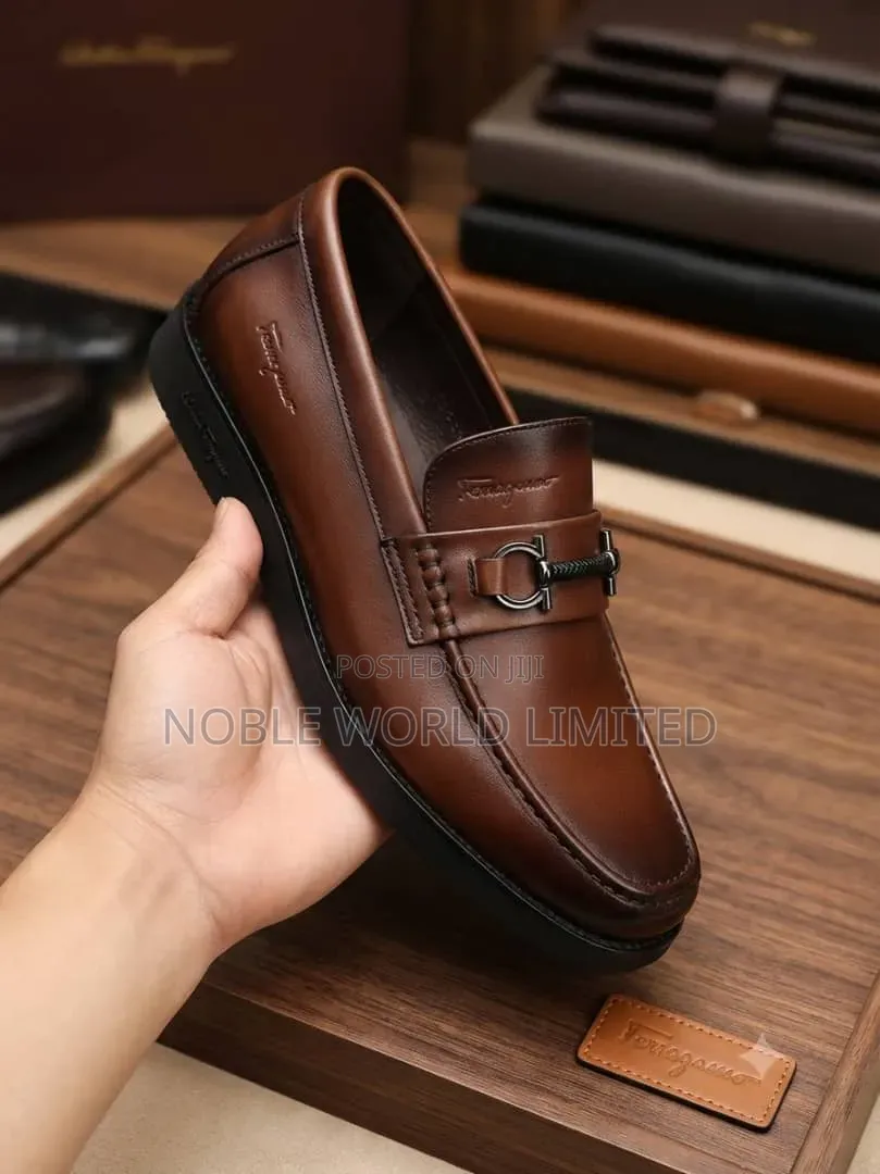 Black/Brown Solid Leather Shoes TEST