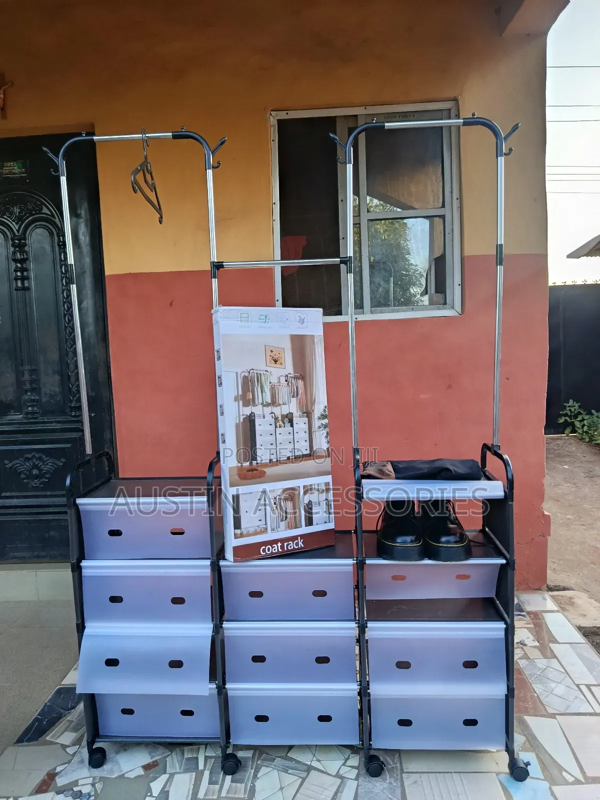 Portable Multi-Purpose Coat and Dust Proof Shoe Rack Organizer.