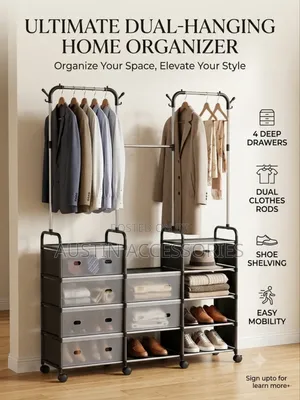 Portable Multi-Purpose Coat and Dust Proof Shoe Rack Organizer.