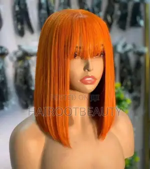 13x4 Orange Copper Bone Straight Bob Wig – Human Hair