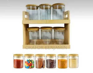 3layer 9pcs Spice Storage Airtight Containers With Bamboo Rack