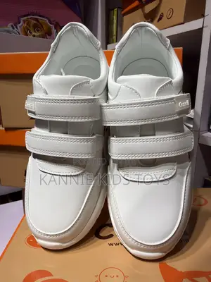 Conoli Kids White School Shoes – Triple Velcro Strap Sneakers