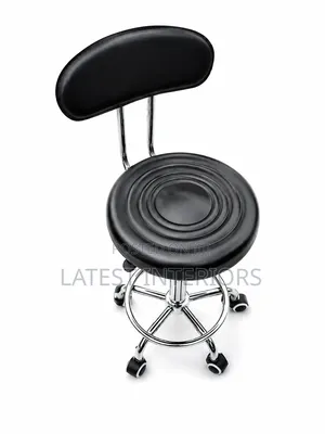 Adjustable Rolling Swivel Stool With Backrest | Salon, Clinic & Office