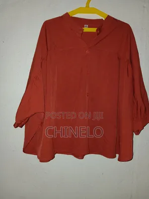 "Rust Orange Oversized Button-Down Blouse"