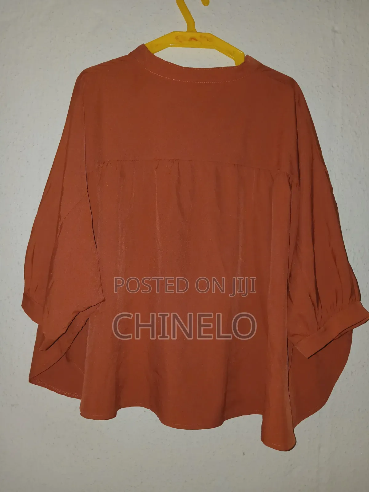 "Rust Orange Oversized Button-Down Blouse"
