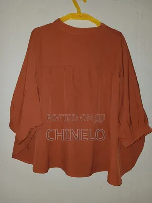 "Rust Orange Oversized Button-Down Blouse"