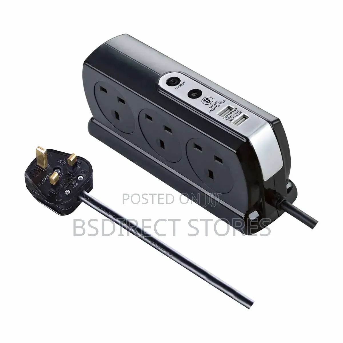 Masterplug Heavy Duty 6 Socket Switch Surge Protected Lead 2 USB, 2M