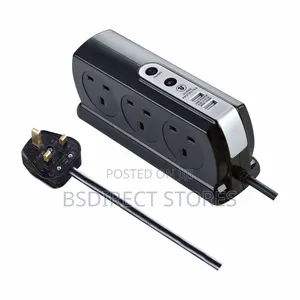 Masterplug Heavy Duty 6 Socket Switch Surge Protected Lead 2 USB, 2M