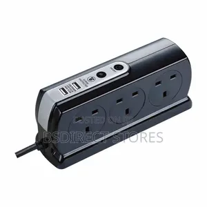 Masterplug Heavy Duty 6 Socket Switch Surge Protected Lead 2 USB, 2M
