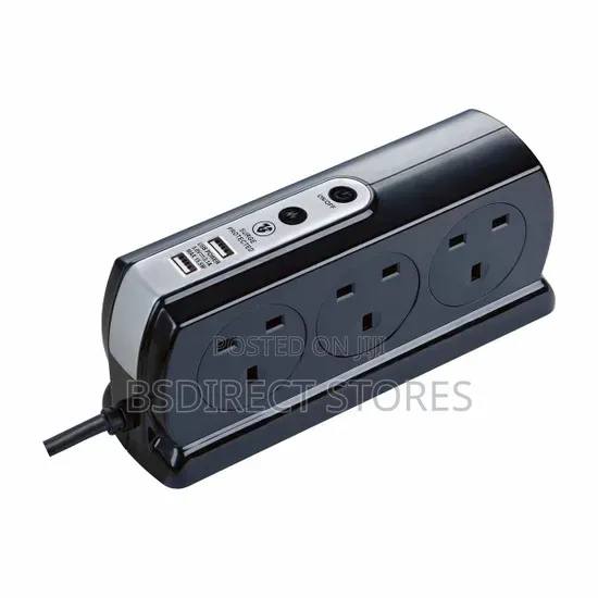 Masterplug Heavy Duty 6 Socket Switch Surge Protected Lead 2 USB, 2M