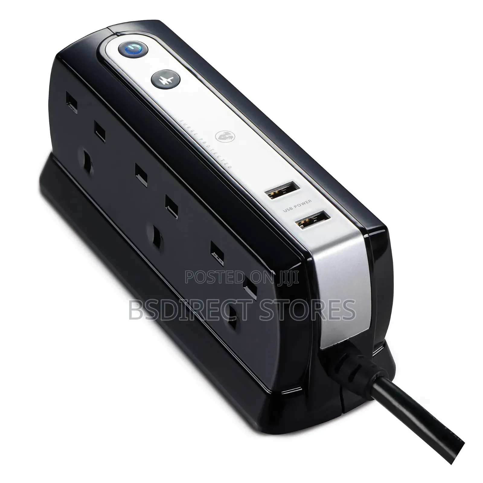Masterplug Heavy Duty 6 Socket Switch Surge Protected Lead 2 USB, 2M