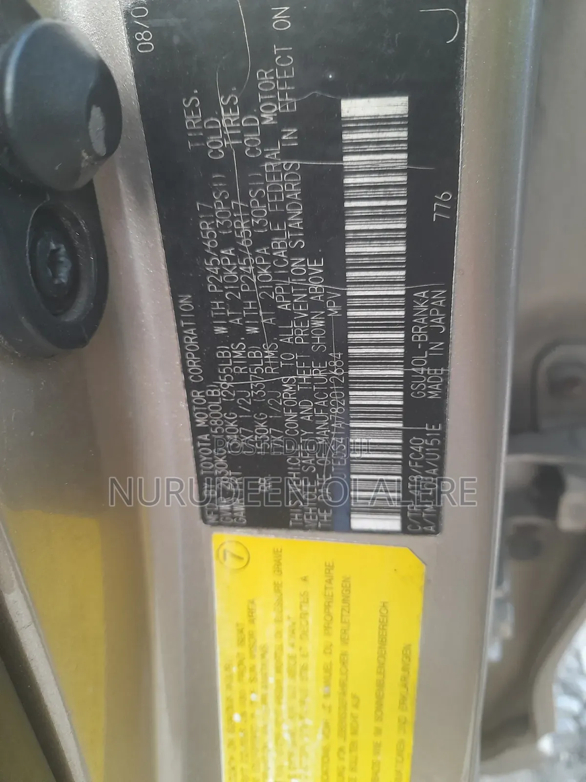 Toyota Highlander 2008 Gold