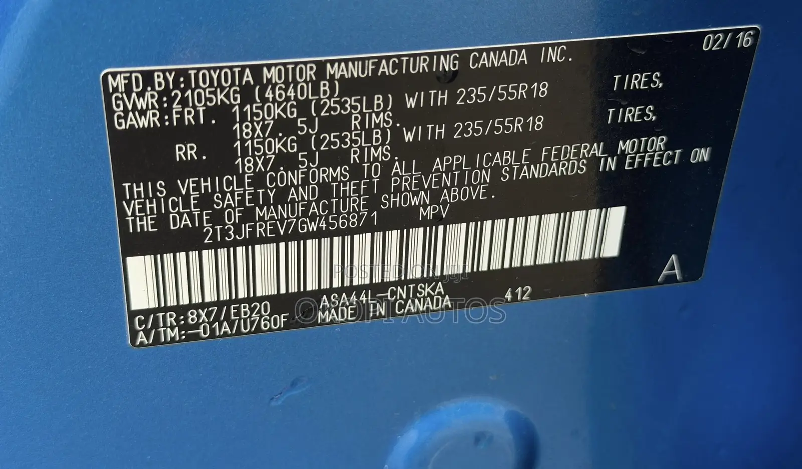 Toyota RAV4 2016 Blue
