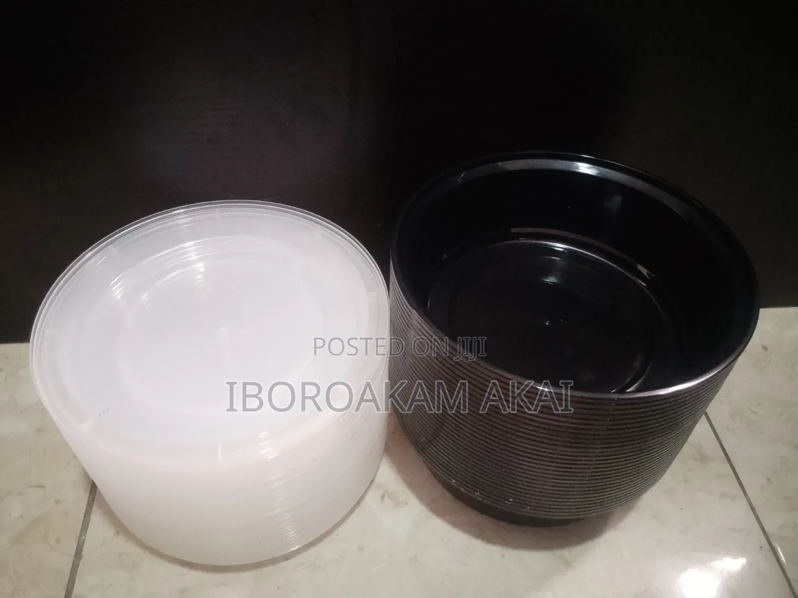 30 1000ml Black Round Takeaway Plates