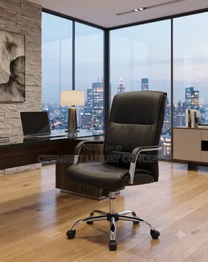 Stylish (107) Swivel Chair With Leather Back and Seat