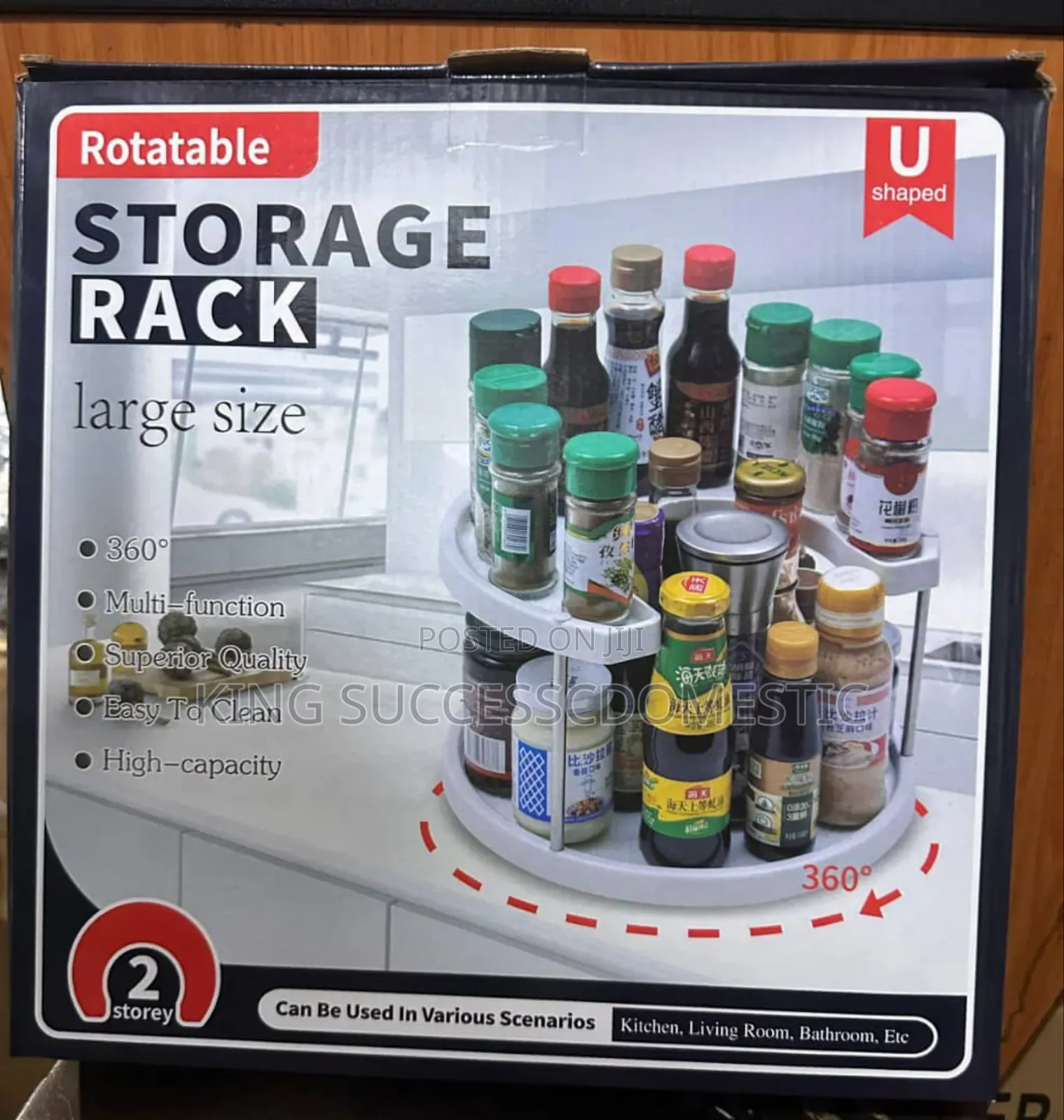 360° Rotatable 2-Tier Kitchen Spice & Organizer Rack