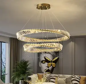 Modern Crystal Lustre Ceiling Chandelier Gold Irregular Ring Blight