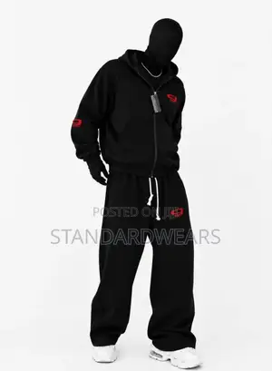 Stylish Men's 2-Piece Tracksuit – Black