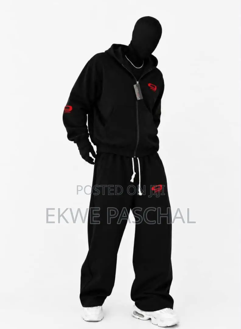 Stylish Men's 2-Piece Tracksuit – Black