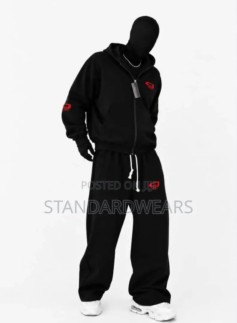 Stylish Men's 2-Piece Tracksuit – Black
