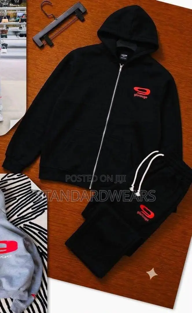 Stylish Men's 2-Piece Tracksuit – Black