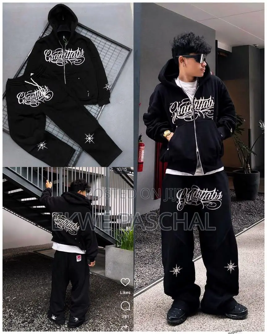 Stylish Men's 2-Piece Tracksuit – Black