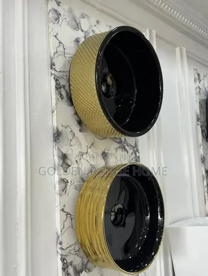 Gold and Black Countertop Basin