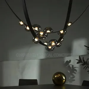 Modern Minimalist Living Room Belt Ceiling Chandelier Creative Villa